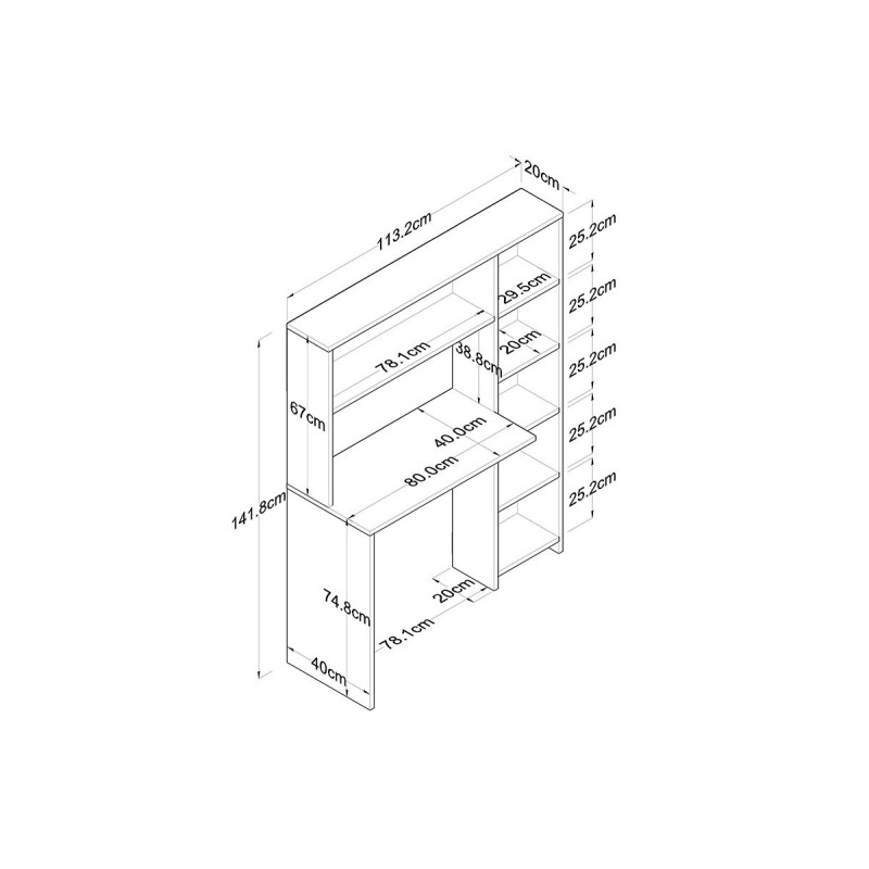 Escritorio-Librería Color Blanco, 113x40x142cm - Estilo Versátil y Espacioso