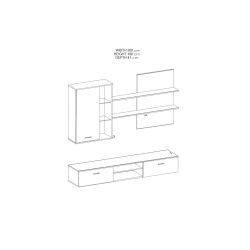 Composición para TV con Iluminación LED en Wenge, 200x41x190cm - Moderno y Espacioso para TV y Accesorios
