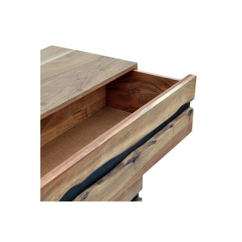 Cómoda de Madera Maciza Nogal-Negro con Patas Metálicas - 80x38x86.5 cm - Mueble de Almacenamiento Duradero para Dormitorio.