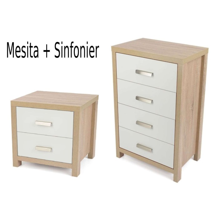Pack Mesilla de Noche + Sinfonier 4 Cajones: ¡Doble Estilo!