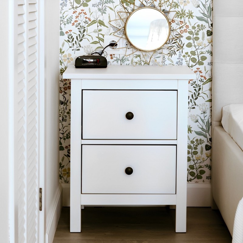 Mesitas - Mesillas de Noche dormitorio de 2 Cajones Color Blanco, pack 2 unidades (SALDO)
