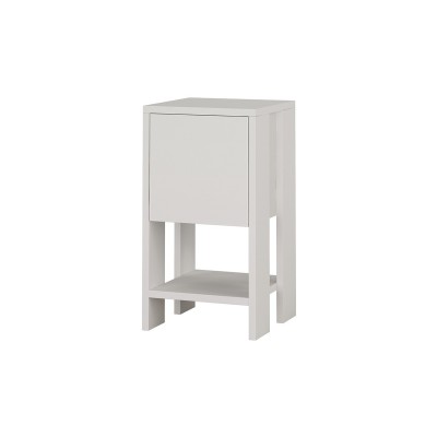 Mesilla de Noche Color Blanco 1 Cajón, Puerta Abatible 30x30x55cm - Estilo Moderno