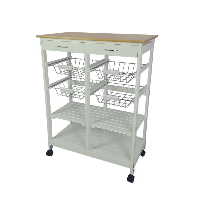 Verdulero Frutero Doble con Tapa de Bambú Color Miel