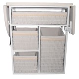 Mueble de plancha Lisboa color blanco con 4 cajones de almacenamiento y ruedas