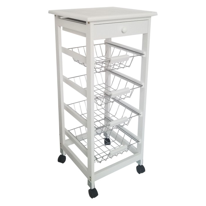 Verdulero Frutero de Cocina 4 Cestas y Cajón 37x37x85 Blanco