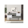 Buffet Moderno con Acabado en Mármol Gris Antiguo y Blanco, 145x40x82 cm, Patas Metálicas