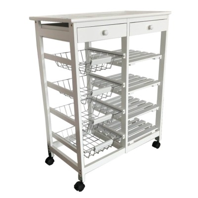 Verdulero frutero doble 4 cestas 4 baldas y 2 cajones color blanco 85x37x67