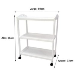 Camarera, Carro de Servicio con Ruedas Color Blanco 60x33x85 - ¡Perfecto para Tu Casa o Negocio!