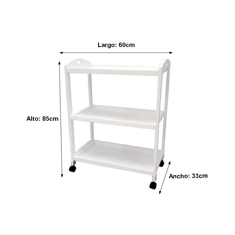 Camarera, Carro de Servicio con Ruedas Color Blanco 60x33x85 - ¡Perfecto para Tu Casa o Negocio!