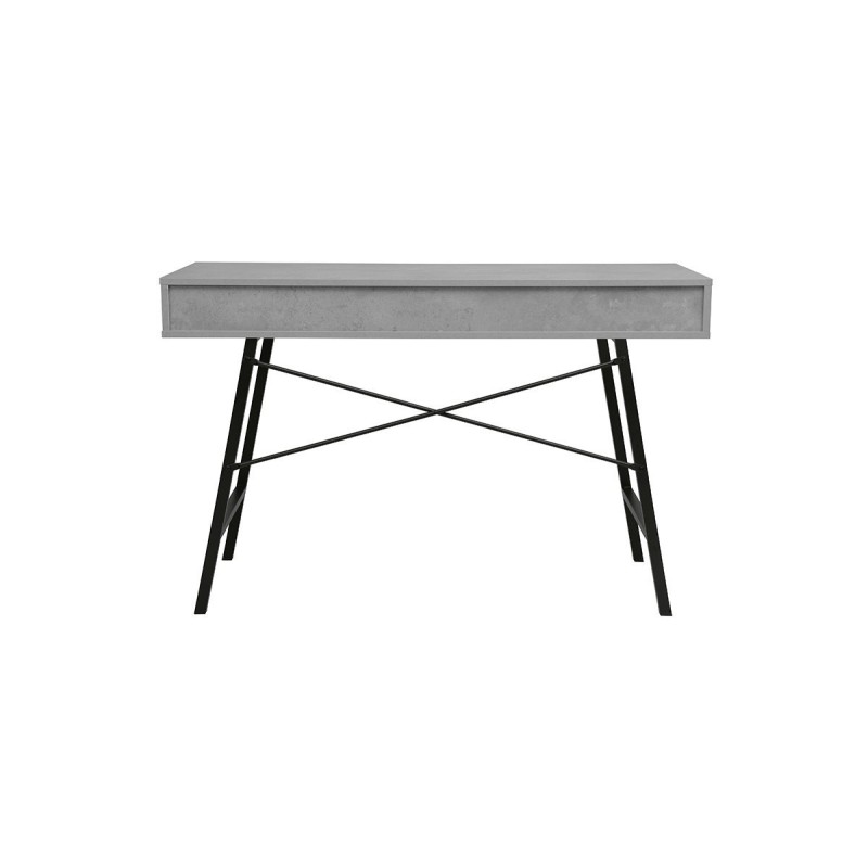Mesa de Estudio y Trabajo con Cajones, Gris Cemento y Negro, 120x48x76cm, Patas Metálicas - Moderna y Duradera