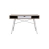 Mesa de Estudio y Trabajo con Cajones, Blanco y Roble, 120x48x76cm, Patas Metálicas - Moderna y Duradera