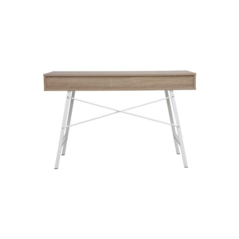 Mesa de Estudio y Trabajo con Cajones, Blanco y Roble, 120x48x76cm, Patas Metálicas - Moderna y Duradera