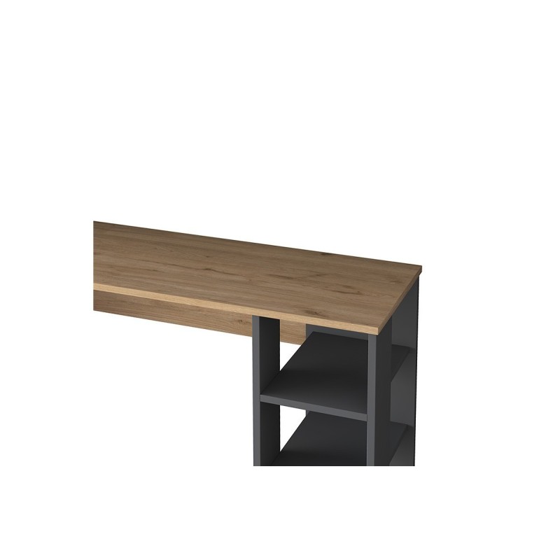 Mesa de Trabajo con Estantería, Antracita-Natural, 160x45x161.8 cm, Escritorio Moderno para Oficina y Estudio.