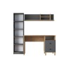 Mesa de Trabajo con Estantería y 2 Cajones, Color Antracita-Natural, 160x50x161.8 cm.