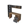 Mesa de Trabajo con Estantería y 2 Cajones, Color Antracita-Natural, 160x50x161.8 cm.