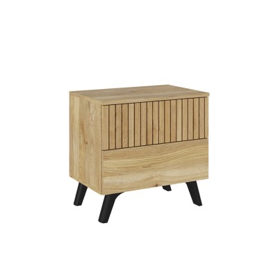 Meyvaser Mesita de noche 2 cajones Color Mauvella-rayas 52 cm (ancho) x 50 cm (alto) x 34,8 cm (fondo)