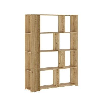 Estantería Decorativa, Librería, Separador Ambientes, Acabado en Mauvella-rayas, 174 cm (Al) x 129 cm (Anc) x 32,8 cm (Fon)