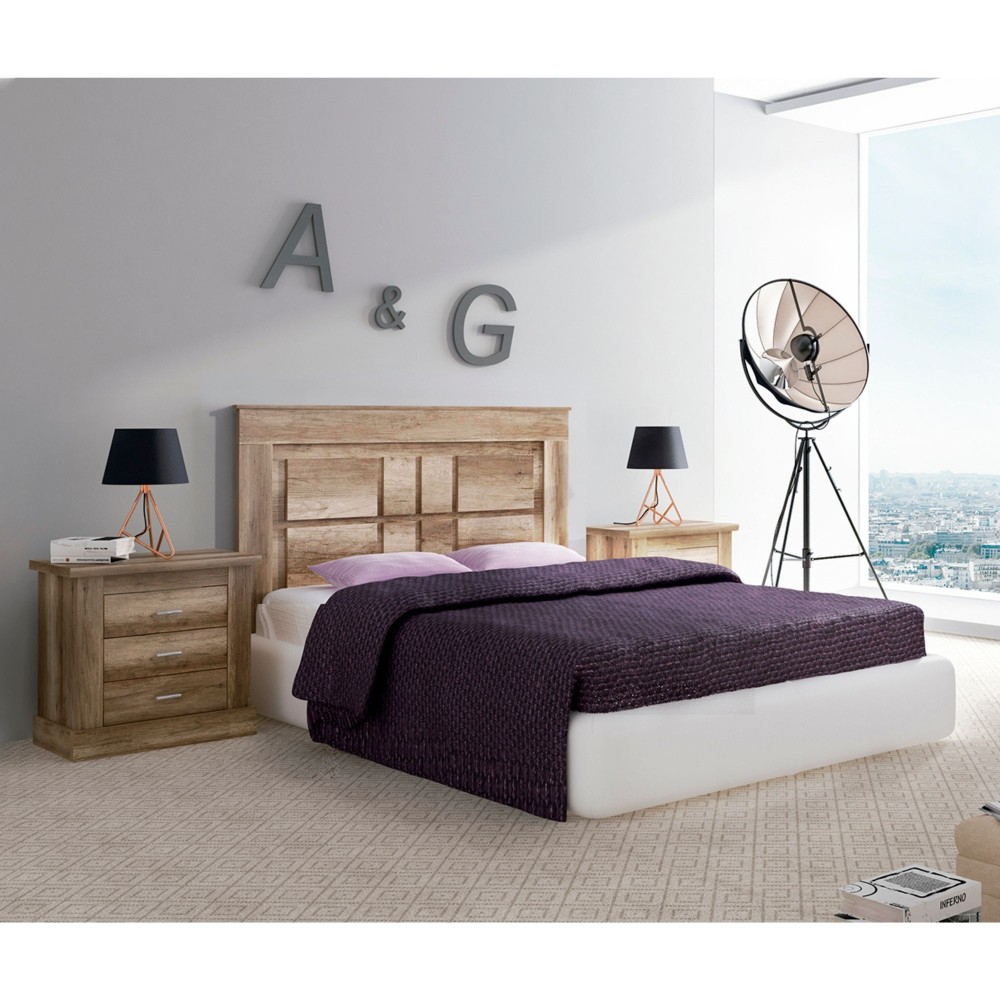 Pack Cabecero Nórdico de 160 x 120 cm + 2 Mesitas de Noche |Práctico y Elegante| Color Cañon (para Cama de 135-140, 150 o 160)