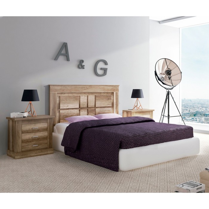 Pack Cabecero Nórdico de 160 x 120 cm + 2 Mesitas de Noche |Práctico y Elegante| Color Cañon (para Cama de 135-140, 150 o 160)