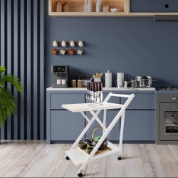 Camarera Plegable con Ruedas 65x40x85 Blanco - ¡Práctica y Elegante!