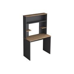 Mesa de Trabajo-Estantería Color Nogal-Natural, 90x45x155,60cm - Múltiples Estantes para Organización