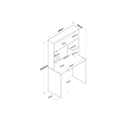 Mesa de Trabajo-Estantería Color Nogal-Natural, 90x45x155,60cm - Múltiples Estantes para Organización