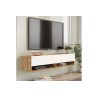 Mueble TV de Pared Color Blanco-Roble 140x31.6x29.6 cm - 2 Puertas - Estilo Moderno y Funcional.
