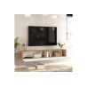 Mueble de TV de Pared moderno Blanco y Roble con 2 Cajones - 180x31.6x29.6 cm.