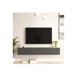 Mueble de TV de Pared moderno Antracita y Roble con 2 Cajones - 180x31.6x29.6 cm.