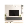 Mueble de TV de Pared moderno Antracita y Roble con 2 Cajones - 180x31.6x29.6 cm.