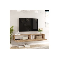 Mueble de TV de Pared moderno Color Roble con 2 Cajones - 180x31.6x29.6 cm.