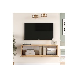 Mueble TV Moderno con Puerta en Melamina Color Madera 100x31.5x29.6cm - Diseño Elegante para Salón.