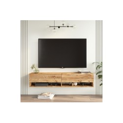 Mueble TV de Pared Color Roble 140x31.6x29.6 cm - 2 Puertas - Estilo Moderno y Funcional.