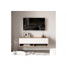 Mueble TV Moderno con 1 Puerta y Estantes en Melamina Color Cambria y Blanco - 100x31.5x29.6cm