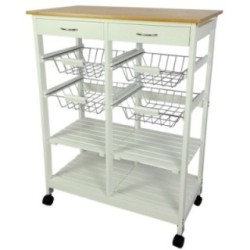 Verdulero Frutero Doble con Tapa de Bambú Color Miel