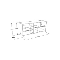 Aparador Color Cambria-Wenge, 170x46.5x75.5 cm, con 2 Puertas y 2 Cajones.