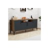 Buffet de Melamina Sonoma Oscuro-Negro - 180x40,5x78cm - Elegante Almacenamiento para Comedor