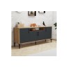 Buffet de Melamina Natural-Gris Oscuro-Negro - 180x40,5x78cm - Elegante Almacenamiento para Comedor