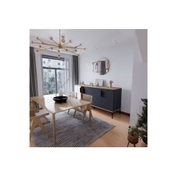 Buffet en Melamina Gris Oscuro y Blanco, 180x40x78 cm, Diseño Moderno y Duradero