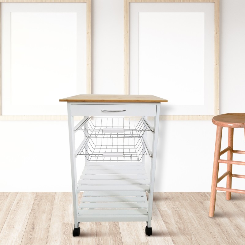 Verdulero Frutero 2 Cestas 2 Baldas y Cajón 87x47x37 Oporto 7