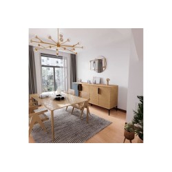 Buffet en Melamina Gris Oscuro y Roble, 180x40x78 cm, Diseño Moderno y Duradero