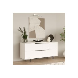 Buffet de Melamina en Color Blanco-Negro, 160x44.5x74 cm, Gran Resistencia para un Uso Duradero.