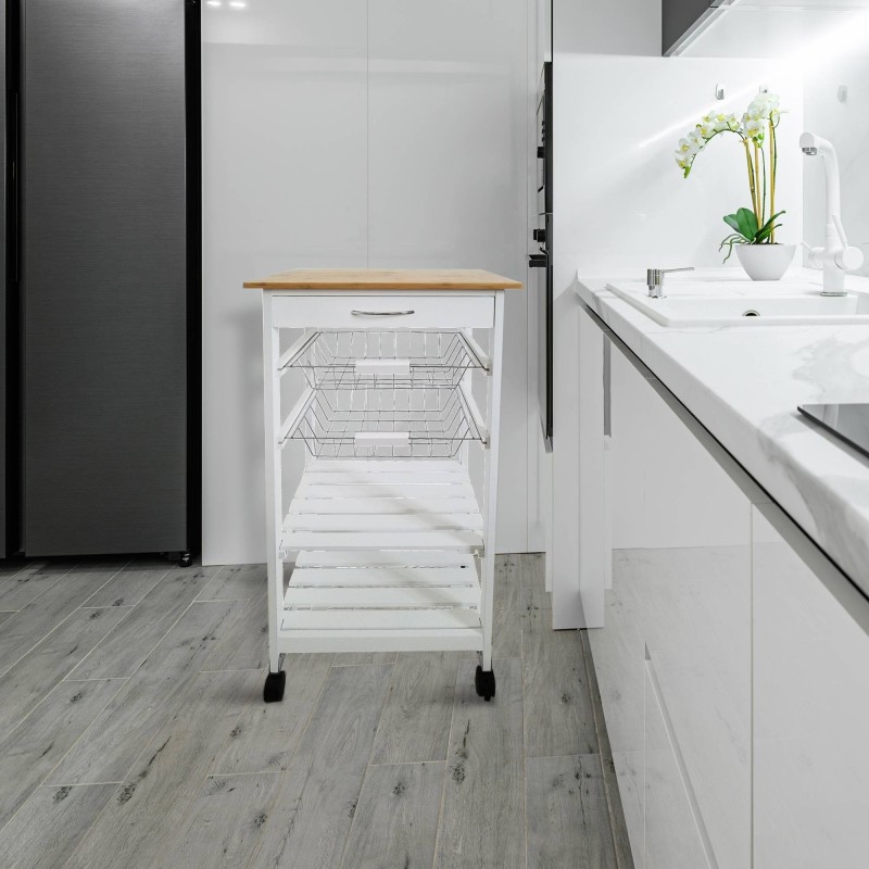 Verdulero Frutero 2 Cestas 2 Baldas y Cajón 87x47x37 Oporto 7