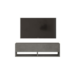 Mueble TV Moderno con 1 Puerta y Estantes en Melamina Color Gris Antracita - 100x31.5x29.6cm
