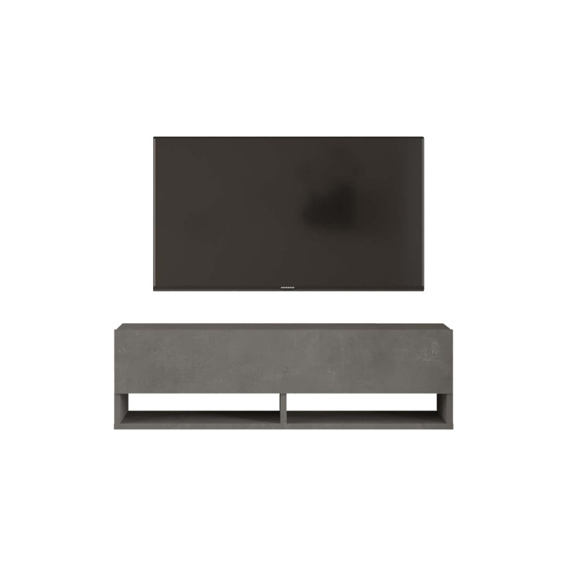 Mueble TV Moderno con 1 Puerta y Estantes en Melamina Color Gris Antracita - 100x31.5x29.6cm