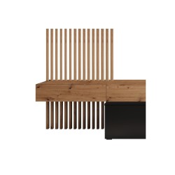 Mueble tv completo en Negro-Cambria, Fabricado en Melamina, 249,5x42x199,5cm - Moderno y Funcional.