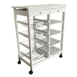 Verdulero frutero doble 4 cestas 4 baldas y 2 cajones color blanco 85x37x67