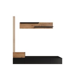 Mueble tv completo en Negro-Cambria, Fabricado en Melamina, 249,5x42x199,5cm - Moderno y Funcional.