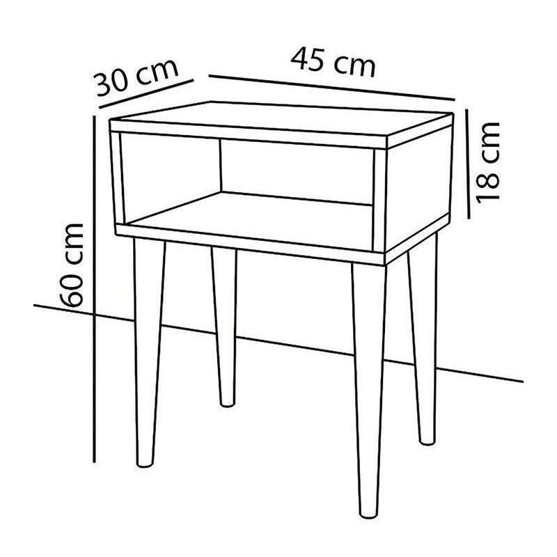 Mesita de Noche Blanca con Cajón y Patas de Madera - ¡Tamaño Ideal!