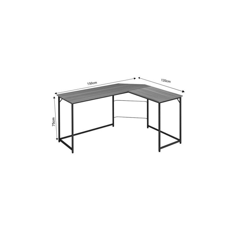 Escritorio de Oficina de Esquina Derecha en Melamina Nogal-Negro, 150x120x75 cm - Diseño Espacioso y Elegante.